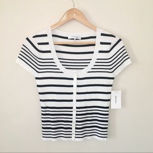 NWT FRAME Striped Button Short Sleeve Size Medium
